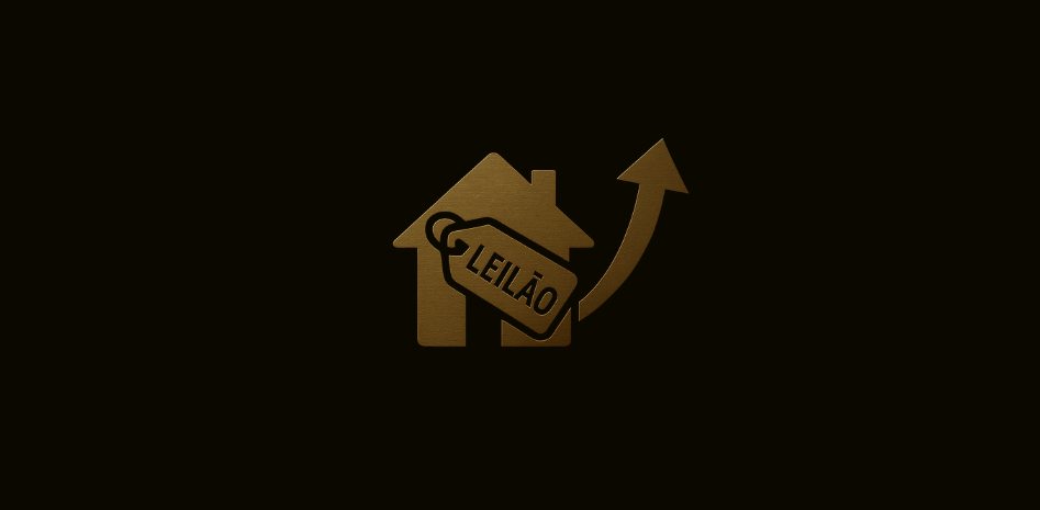 Icone de Casa simples com uma etiqueta pendurada escrita “leilão” e uma seta ascendente ao lado, representando alavancagem com consórcio.